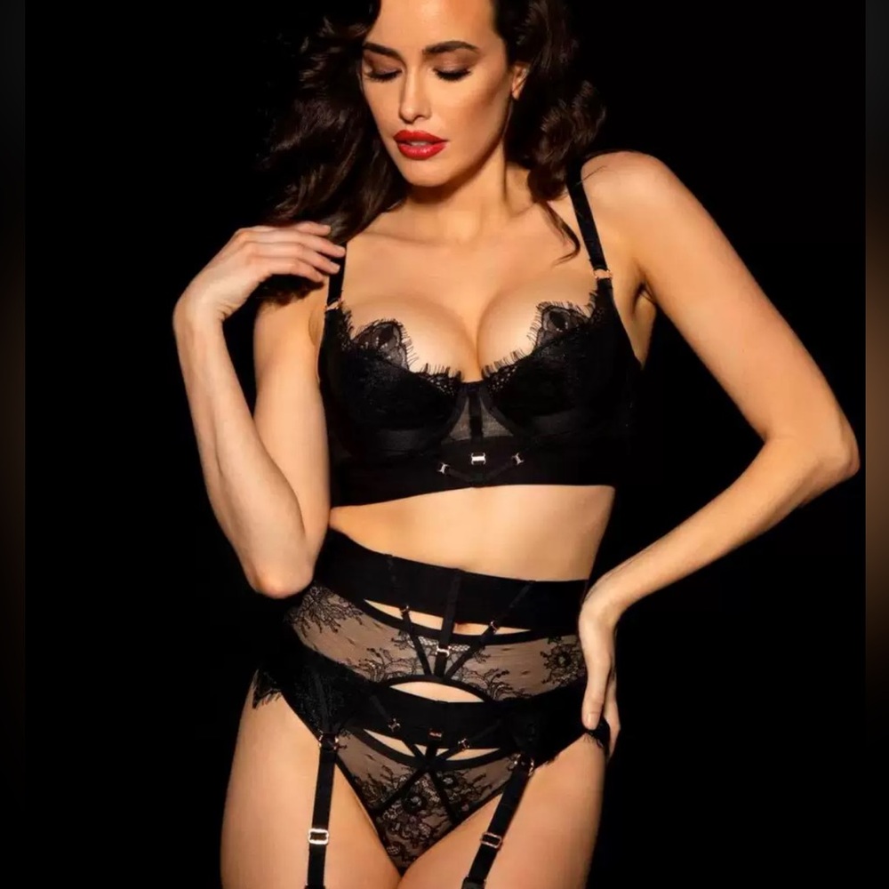 New Honey Birdette - Belinda push up bra, suspender, thong set 34E M S